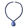 Lapis Lazuli 220.50 ctw Necklace in Sterling Silver, Lapis Lazuli Teardrop Pendant Beaded Necklace 18 Inches - Sticky add to cart bar