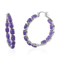 Purple Jade (D) Inside Out Hoop Earrings in Stainless Steel 15.30 ctw - Sticky add to cart bar