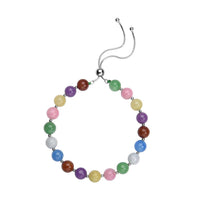 White Jade Beaded Bolo Bracelet in Sterling Silver 70.00 ctw