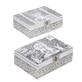 Set of 2 Aluminum Oxidized Buddha Embossed Jewelry Storage Box - Sticky add to cart bar