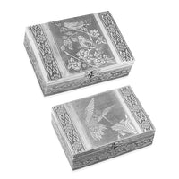Set of 2 Aluminum Oxidized Buddha Embossed Jewelry Storage Box