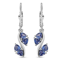 1.83 ctw Tanzanite Lever Back Earrings in Platinum Over Sterling Silver