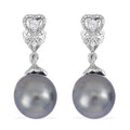 Tahitian Cultured Pearl and White Zircon Drop Earrings in Sterling Silver 0.25 ctw - Sticky add to cart bar