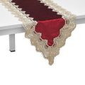Homesmart Wine Elegant Damask Pattern Polyester Table Runner with Gold Lace Border - Sticky add to cart bar
