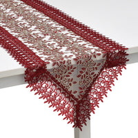 HOMESMART Golden and Tan Floral Pattern Polyester Lace Table Runner