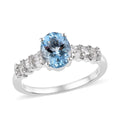 1.90 ctw AA Espirito Santo Aquamarine and Diamond Ring in Platinum Over Sterling Silver (Size 6) - Sticky add to cart bar