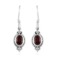 Premium Moazambique Garnet Earrings in Sterling Silver, Dangle Earrings, Solitaire Earrings Silver 2.00 ctw