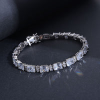 LUSTRO STELLA Finest CZ Tennis Bracelet in Platinum Over Sterling Silver (8.25 In) 14 Grams 26.00 ctw