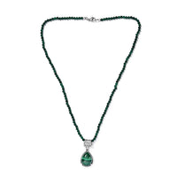 66.85 ctw African Malachite Pendant With Green Quartzite Bead Necklace 20 inch in Stainless Steel