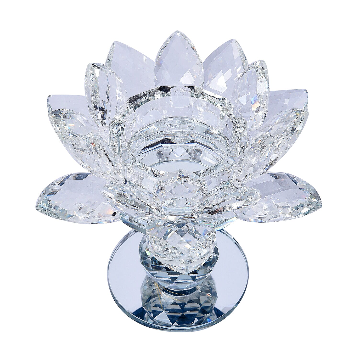White Crystal Lotus Flower Candle Holder (5)