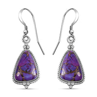 SANTA FE Style Mojave Purple Turquoise Earrings in Sterling Silver 2.20 ctw