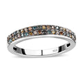 D'Joy Natural Champagne Diamond Double Row Band Ring in Black Rhodium & Platinum Over Sterling Silver (Size 10.0) 0.25 ctw - Sticky add to cart bar