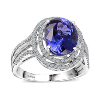 Certified Iliana 18K White Gold AAA Tanzanite and G-H SI Diamond Ring 3.80 ctw