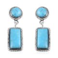 Santa Fe Style Kingman Turquoise Earrings in Sterling Silver 3.00 ctw - Sticky add to cart bar