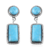 Santa Fe Style Kingman Turquoise Earrings in Sterling Silver 3.00 ctw