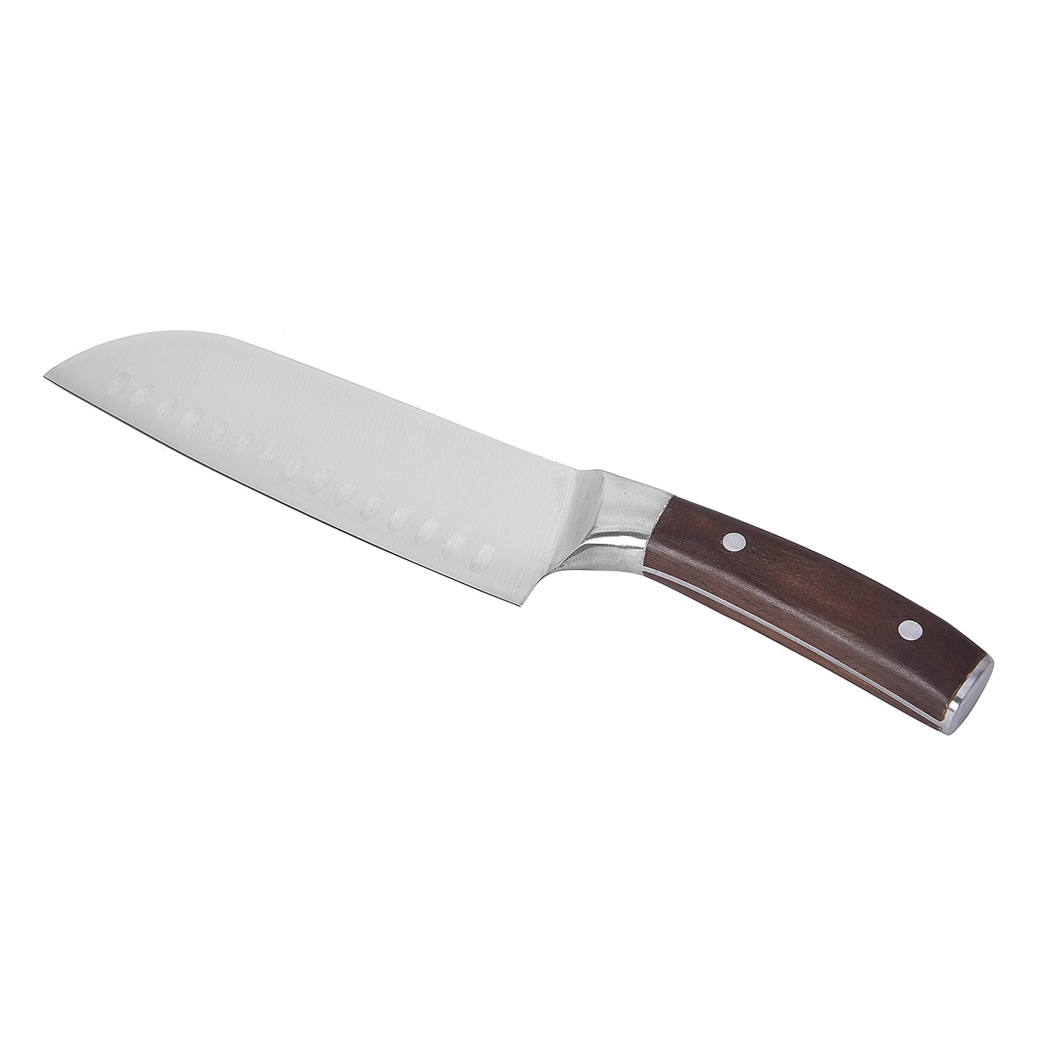 HOMESMART Santoku Chef's Knife in Stainless Steel with Coffee Wooden Handle (7)
