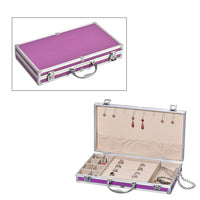 Purple Aluminum Briefcase Style Jewelry Organizer with Anti Tarnish Protection Interior