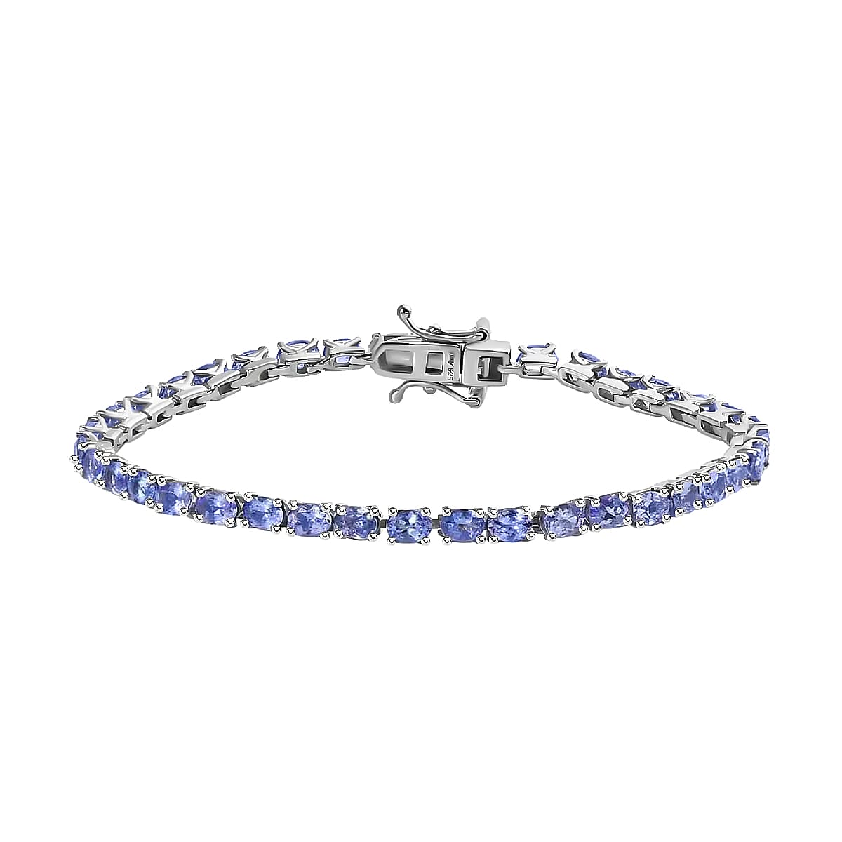 Tanzanite Tennis Bracelet in Platinum Over Sterling Silver (6.50 In) 3.50 ctw