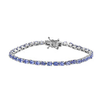 Tanzanite Tennis Bracelet in Platinum Over Sterling Silver (6.50 In) 3.50 ctw
