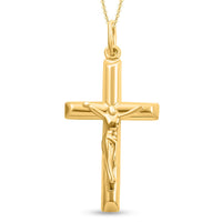 Crucifix Pendant Necklace in 14K Yellow Gold Over Sterling Silver 18 Inches 3.5 Grams