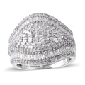 Diamond Cluster Ring in Platinum Over Sterling Silver (Size 5.0) 1.00 ctw - Sticky add to cart bar