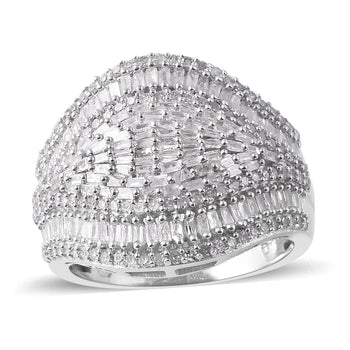 Diamond Cluster Ring in Platinum Over Sterling Silver (Size 5.0) 1.00 ctw - Product card gallery slide 1 (10176386433337)