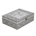 Aluminium Oxidized Elephant Family Embossed Movable Tray Jewelry Box - Sticky add to cart bar