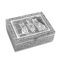 Aluminium Oxidized Elephant Family Embossed Movable Tray Jewelry Box - Sticky add to cart bar