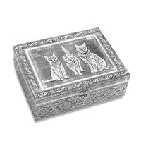 Aluminium Oxidized Elephant Family Embossed Movable Tray Jewelry Box