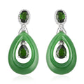 Green Jade (D), Multi Gemstone Inner Drop Earrings in Sterling Silver 31.40 ctw - Sticky add to cart bar