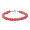 Enhanced Pink Coral Bead Bracelet in Sterling Silver (7.50 In) - Sticky add to cart bar