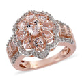 Marropino Pink Morganite, Zircon Flower Ring in Vermeil RG Over Sterling Silver (Size 7.0) 2.42 ctw - Sticky add to cart bar