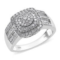 Diamond Ring in Platinum Over Sterling Silver (6.90 g) (Size 5.0) 1.00 ctw