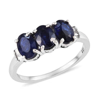 Masoala Sapphire (FF) and Diamond 3 Stone Ring in Platinum Over Sterling Silver (Size 10.0) 3.50 ctw