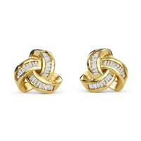 Diamond Knotted Stud Earrings in Platinum Over Sterling Silver 0.25 ctw
