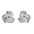 DOORBUSTER Diamond Knotted Stud Earrings in Platinum Over Sterling Silver 0.25 ctw - Sticky add to cart bar