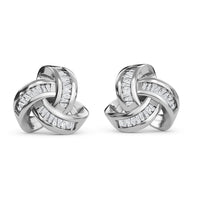 DOORBUSTER Diamond Knotted Stud Earrings in Platinum Over Sterling Silver 0.25 ctw