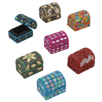 Handcrafted Set of 7 Multi Color, Multi Beaded Wooden Treasure Chest