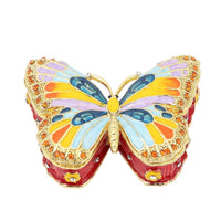 DOORBUSTER Red Austrian Crystal, Enameled Rose Trinket Box with Magnetic Lock in Goldtone (4 in)