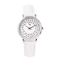 RACHEL GALLEY Diamond Accent Swiss Movement MOP Dial Watch with Black Leather Band (6.50-8.25 Inches) (33mm)