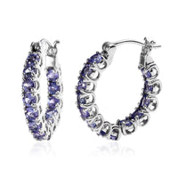 Tanzanite Inside Out Hoop Earrings in Platinum Over Sterling Silver 3.35 ctw