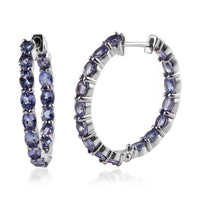 5.45 ctw Tanzanite Inside Out Hoop Earrings in Platinum Over Sterling Silver