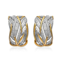 Diamond Accent Earrings in 14K Yellow Gold and Platinum Over Sterling Silver