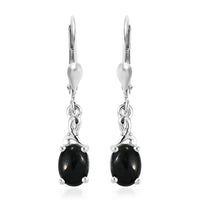 2 ctw Australian Black Tourmaline Lever Back Earrings in Sterling Silver