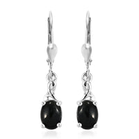 2 ctw Australian Black Tourmaline Lever Back Earrings in Sterling Silver