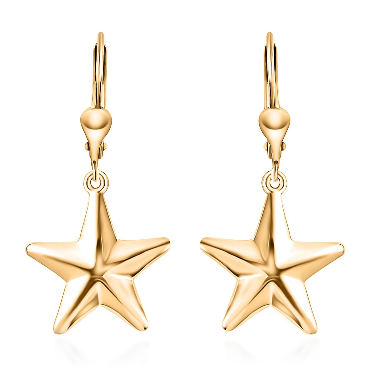 14K RG Over Sterling Silver Star Lever Back Earrings (4.90 g)
