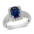 LIMITED EDITION 2.80 ctw Ceylon Blue Sapphire and Diamond Ring in 14K White Gold 4.71 Grams - Sticky add to cart bar