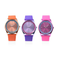 Set of 3 STRADA Japanese Movement Multi Color Watches with Silicone Strap & Stainless Steel Back