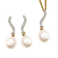 Fresh Water Pearl, Diamond Gold Over Sterling Silver Earrings, Pendant TDiaWt 0.150 Cts. TDiaWt 0.15Cts., TGW 1.400 Cts. TDiaWt 0.15Cts., TGW 1.40 Cts. - Sticky add to cart bar