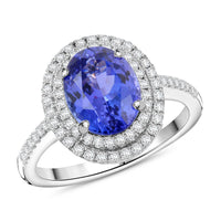 ILIANA 2.95 ctw AAA Tanzanite and Diamond G-H SI Ring in 18K White Gold with Appraisal Certificate 4.37 Grams